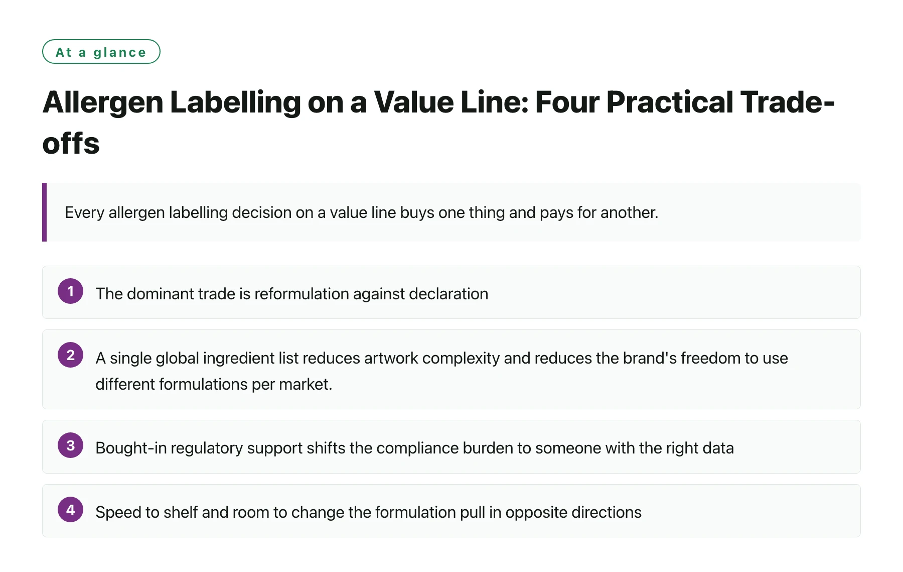 Allergen Labelling on a Value Line: Four Practical Trade-offs——全文要点速览